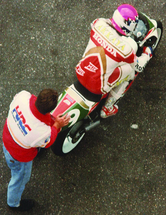 Can Akkaya with HRC technician Kai Brachthauser in Zolder Circuit, Belgium 1993 Can Akkaya with HRC technician Kai Brachthauser in Zolder Circuit, Belgium 1993