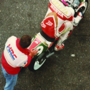 Can Akkaya with HRC technician in Zolder Circuit, Belgium 1993