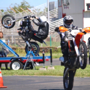Image shows rider learning to wheelie at superbike-coach cornering class Image shows rider learning to wheelie at superbike-coach cornering class
